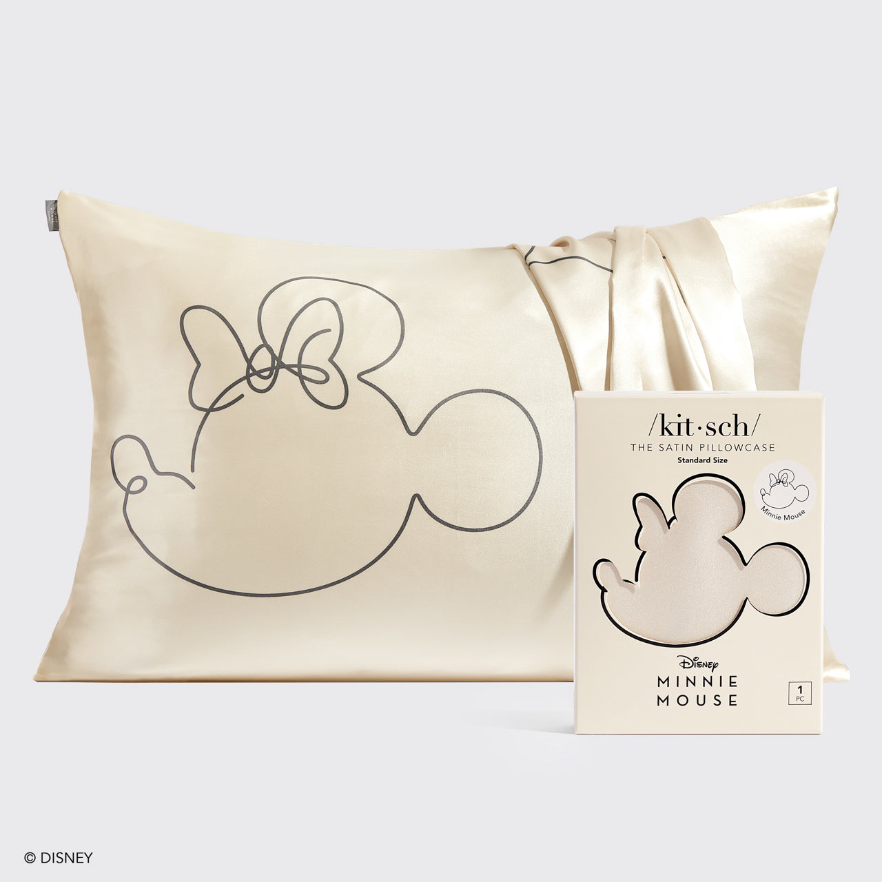 Kitsch & Mickey y Minnie Funda de Almohada de Satén Sra. Mouse - Crema