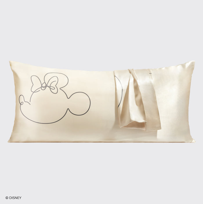 Kitsch & Mickey y Minnie Funda de almohada de satén Sra. Mouse - Crema