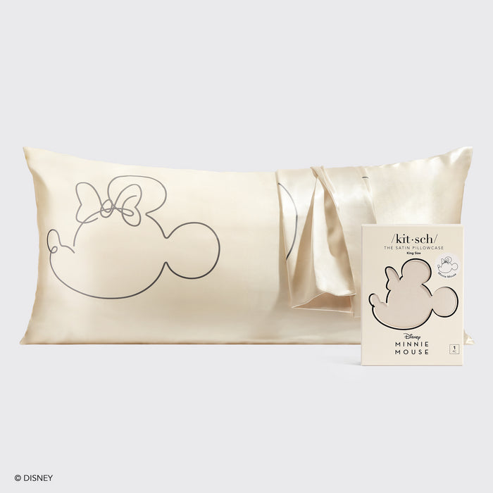 Kitsch & Mickey y Minnie Funda de almohada de satén Sra. Mouse - Crema