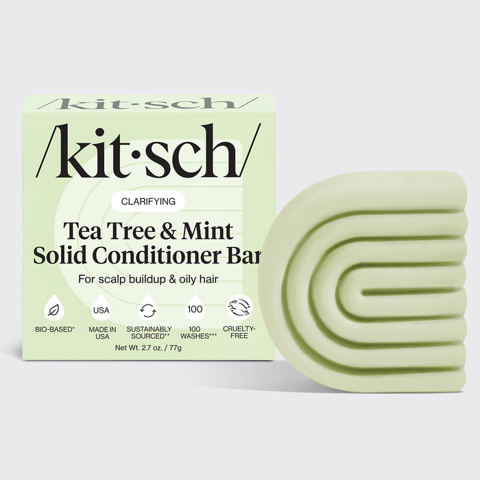 Kitsch Tea Tree & Mint Clarifying Conditioner Bar — hero product shot of plastic-free solid conditioner for oily scalp and buildup