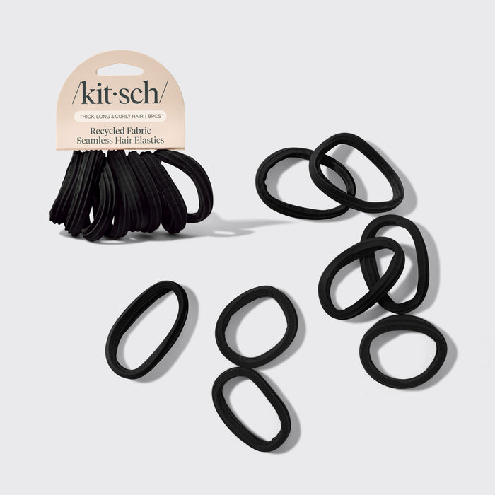Nahtlose Haargummis 8er Set - Schwarz