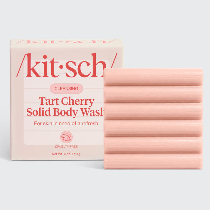KITSCH Cleansing Tart Cherry Solid Body Wash — hero product shot — Gentle yet effective body wash cleanses without stripping, perfect for daily use — infused with a refreshing scent reminiscent of tart black cherries