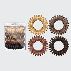 ربطات شعر لولبية 4 قطع - بني