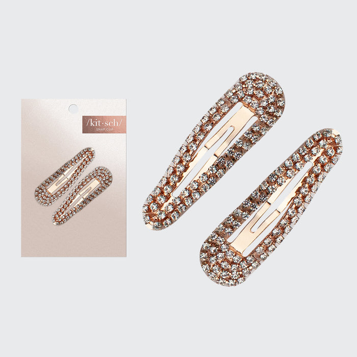 Rose Gold Mini Rhinestone Snap clips