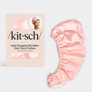 Asciugamano per capelli avvolto in raso - Blush