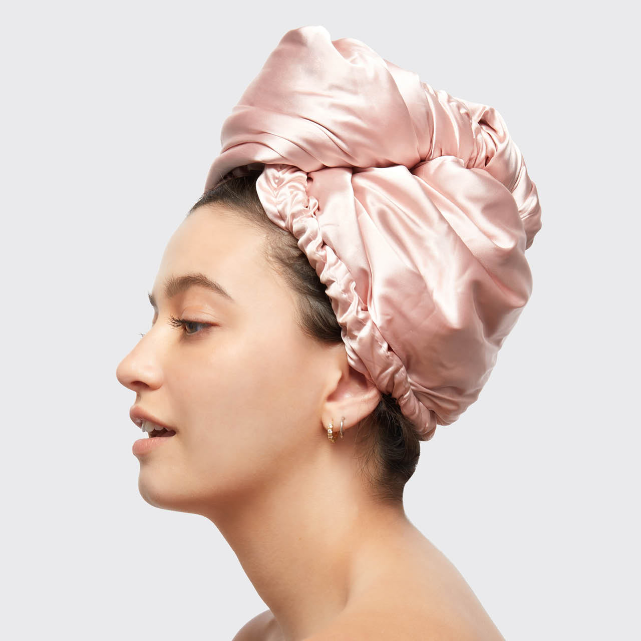 Asciugamano per capelli avvolto in raso - Blush