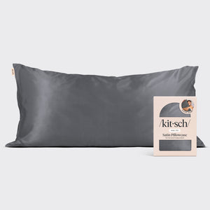 Funda de almohada de satén en gris marengo - King