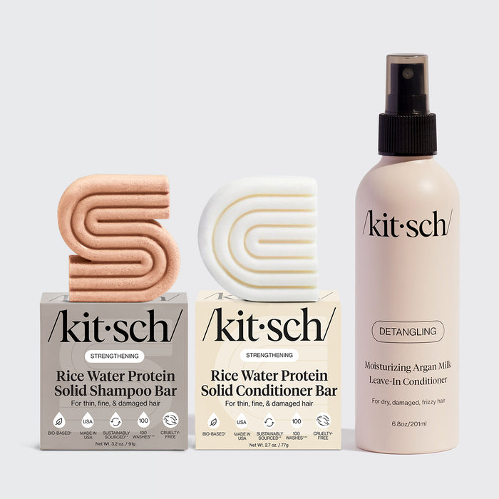 مجموعة شامبو وبلسم من ماء الأرز وبلسم بدون شطف