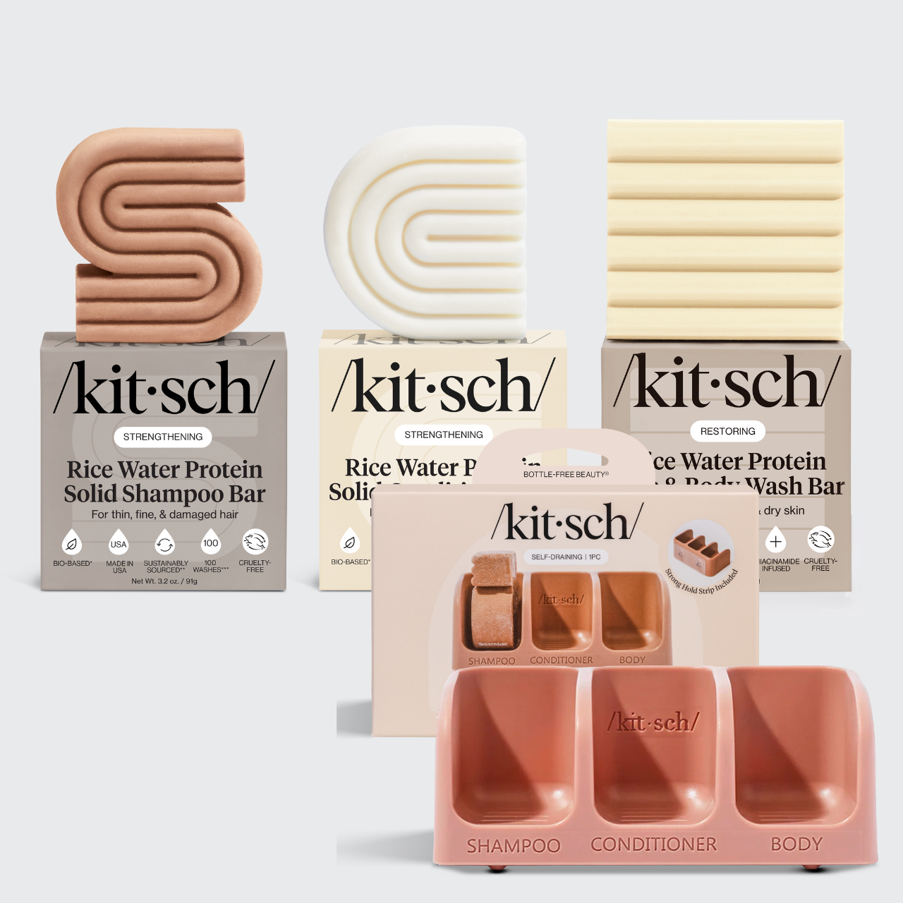 Strengthening Rice Water Trio & Terracotta Soap Dish Bundle