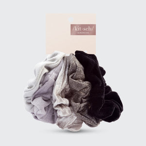 Velvet Scrunchies - Black/Gray